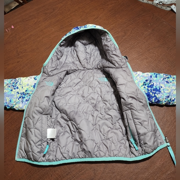 The North Face Gray and Teal 2-Sided Toddler Puffer Jacket - Picture 3 of 10